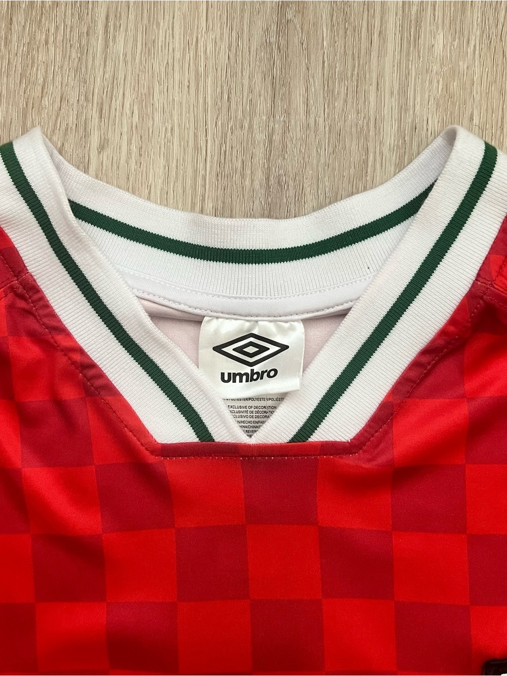 NWT Umbro Portugal Soccer Jersey Mens L Red Checkered World Cup 2026 Football - Picture 6 of 9